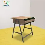 ديسك تركي  ديسك مخصص بلوجو المدرسة مكون من طاوله وكرسي الطاولة مكونه من علبة خشبية مشطوفة الزوايا مطبوع على مرائتها الامامية لوجو المدرسة ويمكن اختيار اللون حسب رغبة العميل والعلبة مثبتة على شاسيه معدني مصنع من الصلب المستورد المسحوب على البارد تخانة 1.5 ملل بدهان بودر الكتروستاتيك  