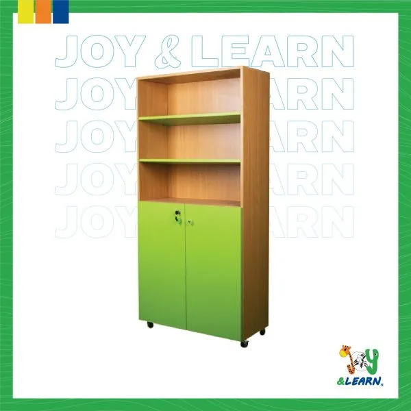 مكتبة ضلفتين رف داخلي + 2 رف علوي